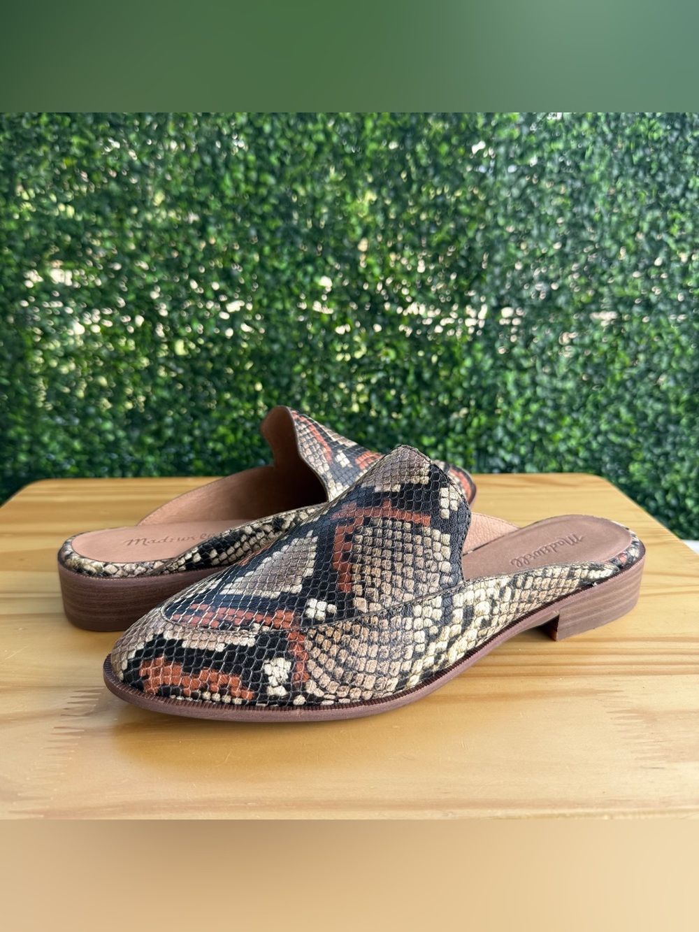 Madewell The Frances Loafer Mule Women’s 10 Snake Embossed Leather Shoes